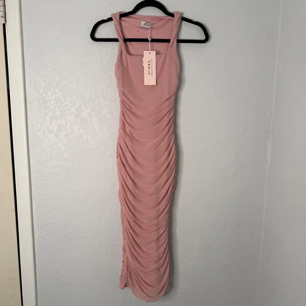 oh polly ruched midi dress Modal Lace-Trim Midaxi Dress in Soft Pink - 4
